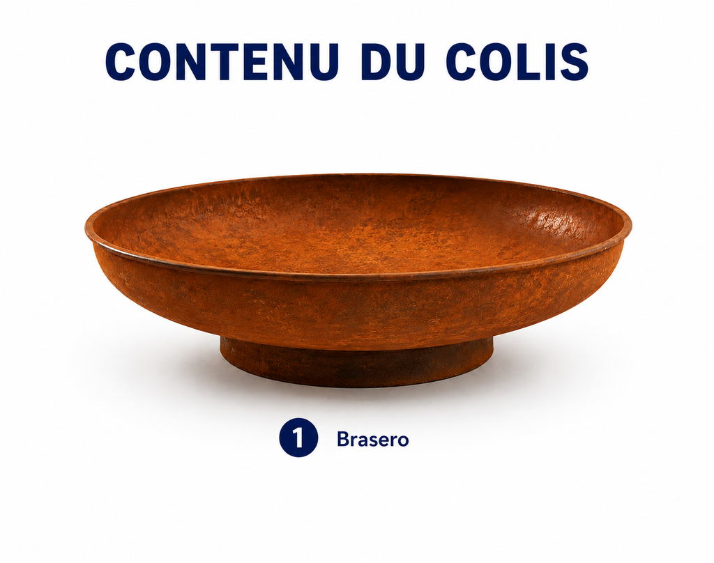 HESTINA Essentiel - Brasero de jardin rond Ø80 cm, feu d'ambiance extérieur, finition effet corten