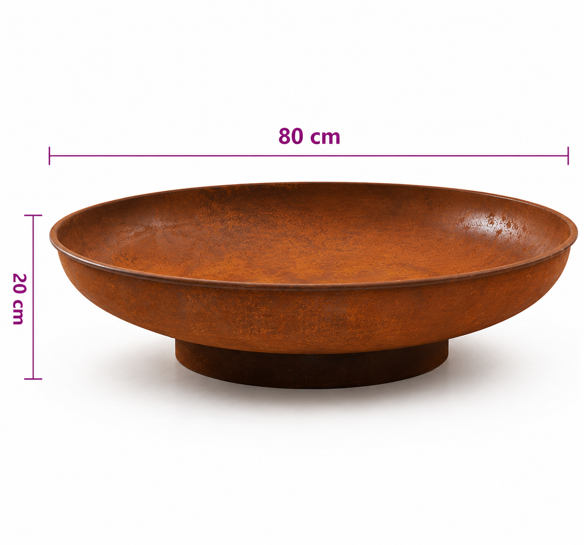 HESTINA Essentiel - Brasero de jardin rond Ø80 cm, feu d'ambiance extérieur, finition effet corten