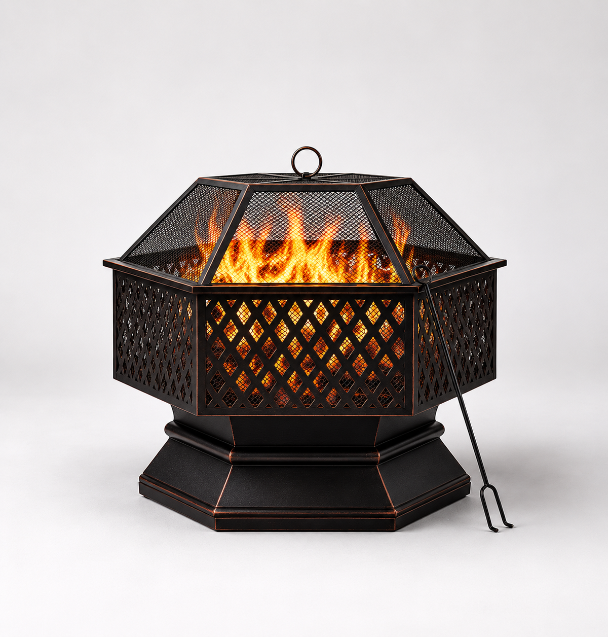 HESTINA Élégance - Brasero barbecue octogonal avec grille de cuisson, usage extérieur