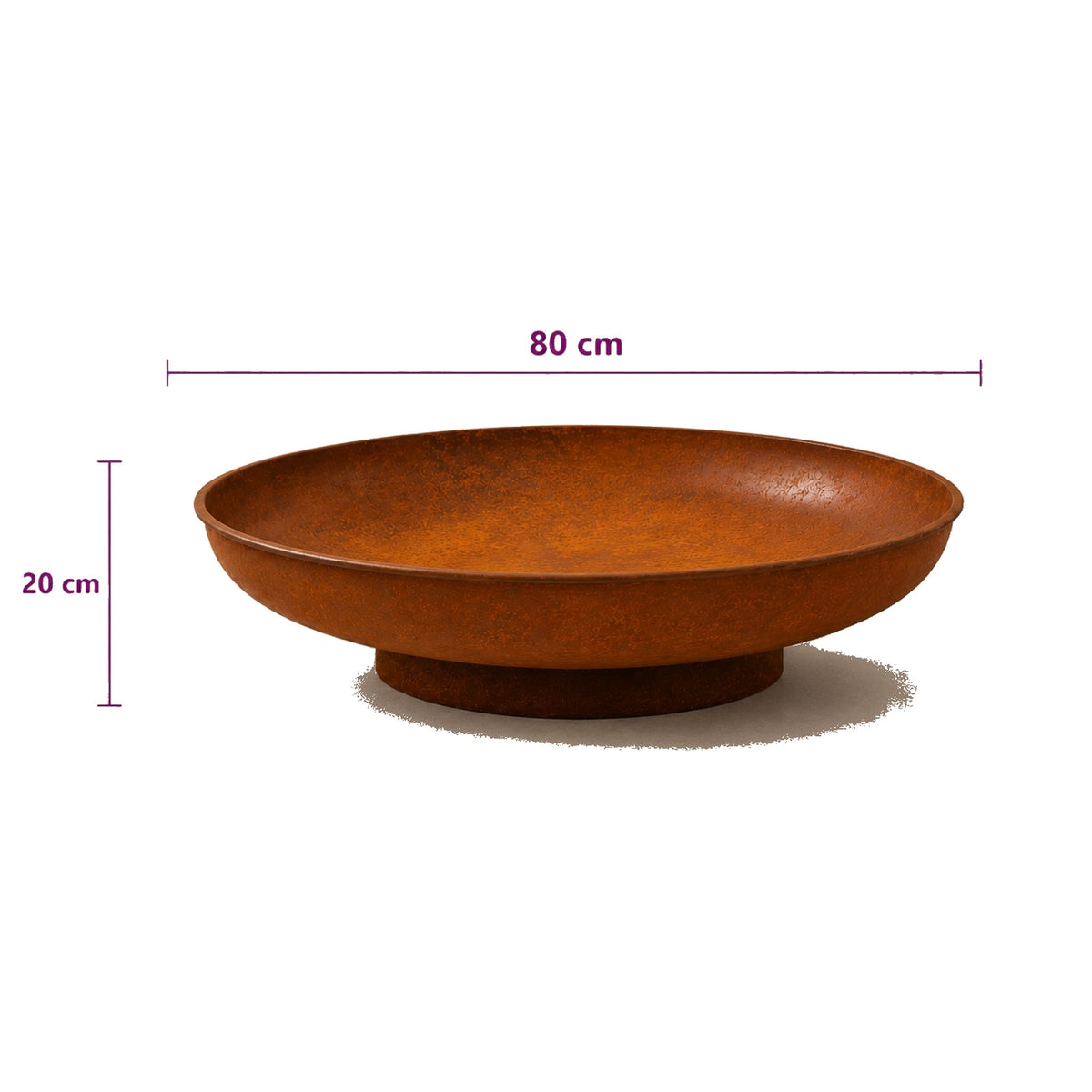 HESTINA Essentiel - Brasero de jardin rond Ø80 cm, feu d'ambiance extérieur, finition effet corten