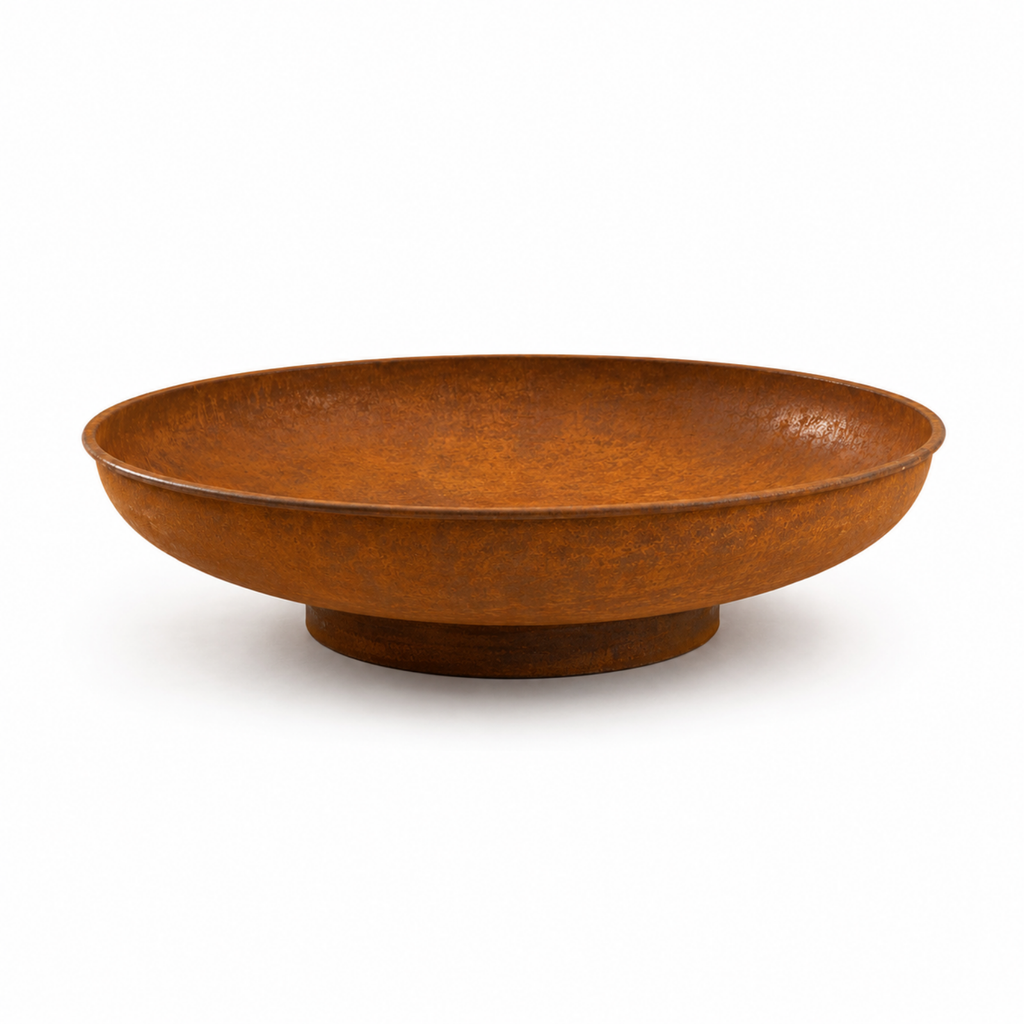 HESTINA Essentiel - Brasero de jardin rond Ø80 cm, feu d'ambiance extérieur, finition effet corten