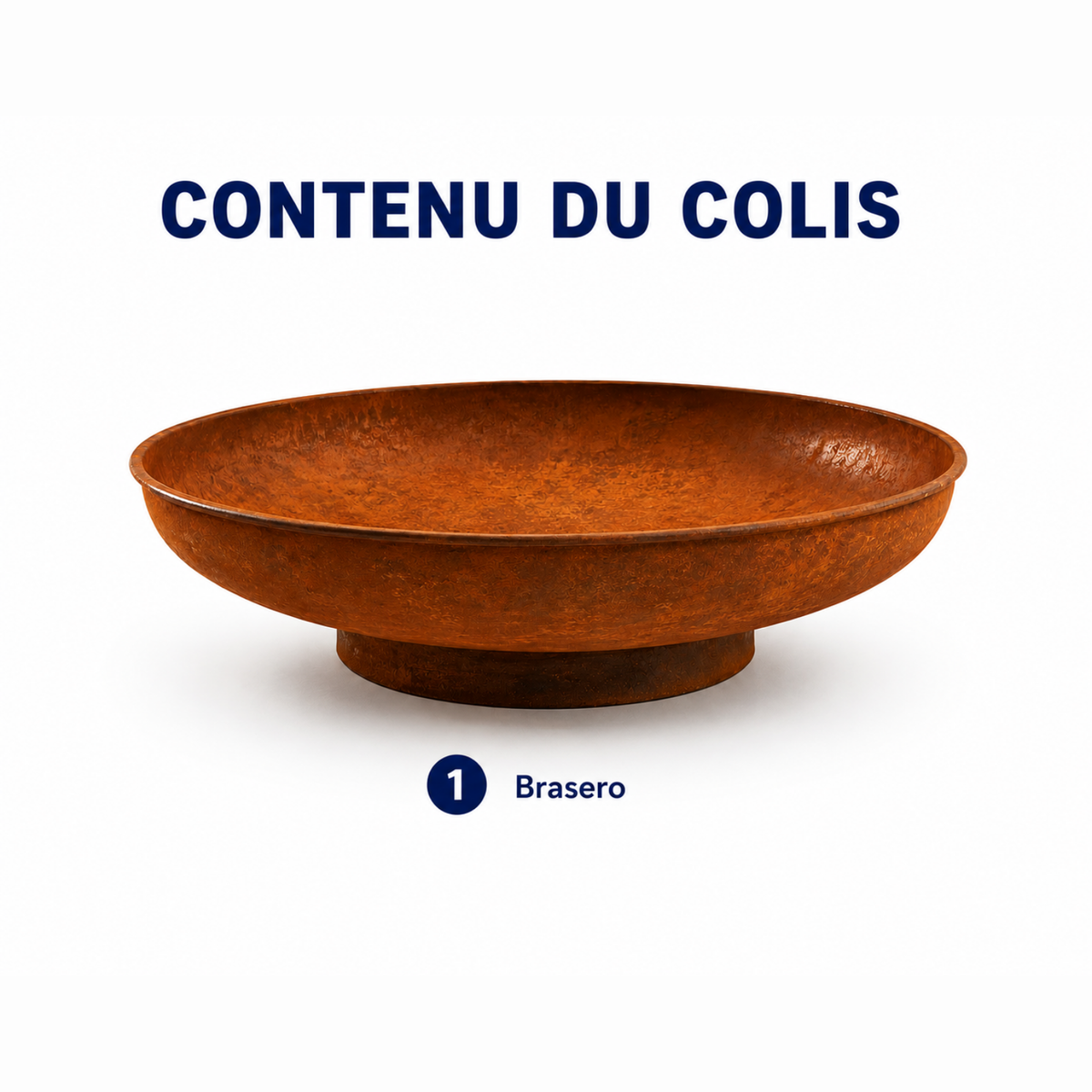 HESTINA Essentiel - Brasero de jardin rond Ø80 cm, feu d'ambiance extérieur, finition effet corten
