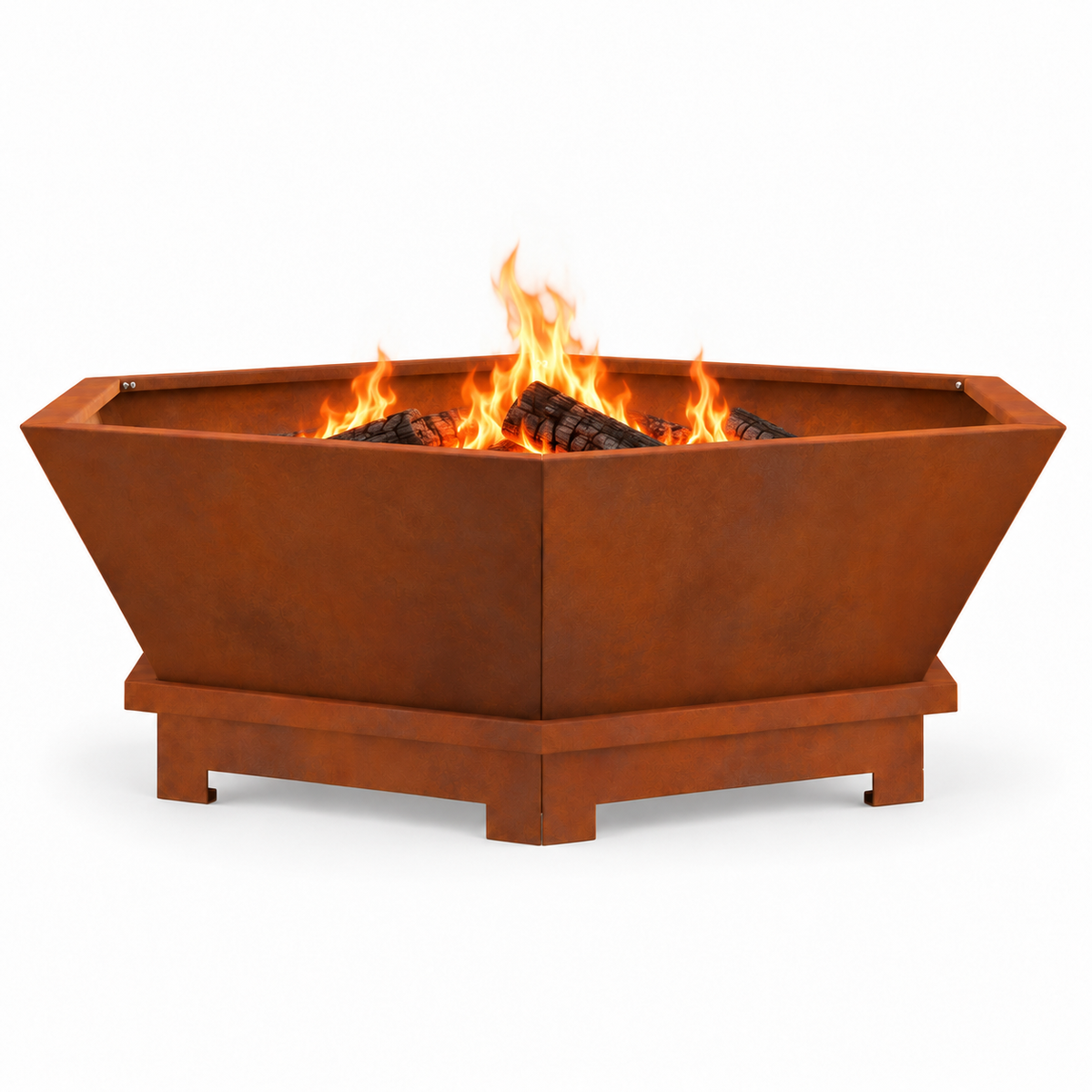 Brasero Hestina Toscana avec feu de bois, sur fond blanc